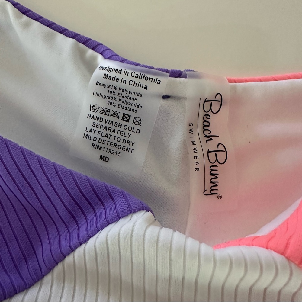 NWOT Beach Bunny Colorblock Bikini in Purple, White, and Pink M - Picture 7 of 9
